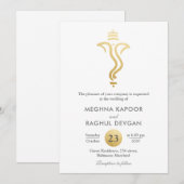 Classy Fuax Gold Foil Ganesha/Indian God Wedding Kaart (Voorkant / Achterkant)