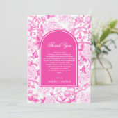 Classy Fuchsia Pink Chinoiserie trouwfoto Bedankkaart (Staand voorkant)