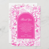 Classy Fuchsia Pink Chinoiserie trouwfoto Bedankkaart