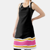 Classy Fun Zwart Roze Geel Wit Racing Stripes Schort (Insitu)