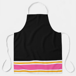 Classy Fun Zwart Roze Geel Wit Racing Stripes Schort