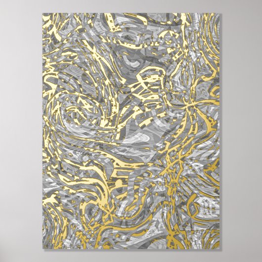 Classy Funky Gold Wavy wervelt kunst patroon Folie Afdrukken (Voorkant)