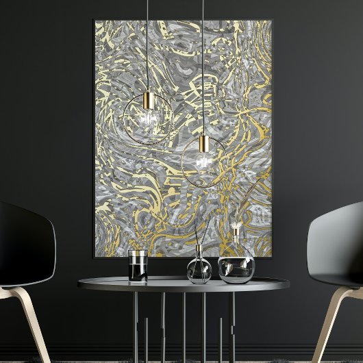 Classy Funky Gold Wavy wervelt kunst patroon Folie Afdrukken