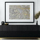 Classy Funky Gold Wavy wervelt kunst patroon Folie Afdrukken<br><div class="desc">Prachtig hedendaags wit, licht, medium en donkergrijs, en echt goudkleurige retro abstracte geometrische golven en wervelingen folie. Elegant, stijlvol en eclectisch minimalistisch ontwerp voor de artistieke interieurontwerper, de artistieke decorateur, de populaire hippe trendsetter, de retro-kunststijl of de abstracte liefhebber van digitale geometrische motieven. Combineer dit ontwerp met uw interieurkleuren en...</div>