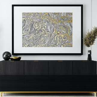 Classy Funky Gold Wavy wervelt kunst patroon Folie Afdrukken