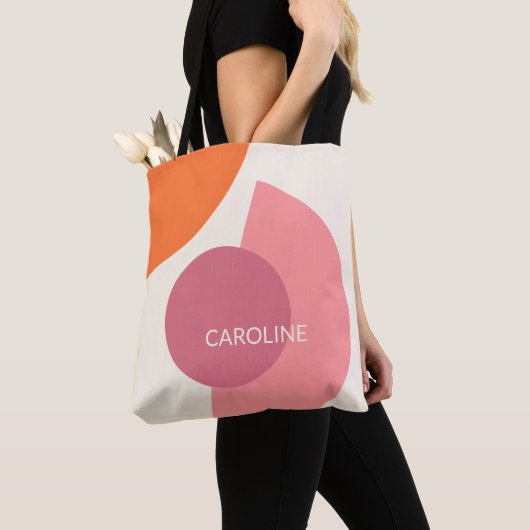 Classy Funky Mideeuw Abstract cirkelenpatroon Tote Bag (Dichtbij)