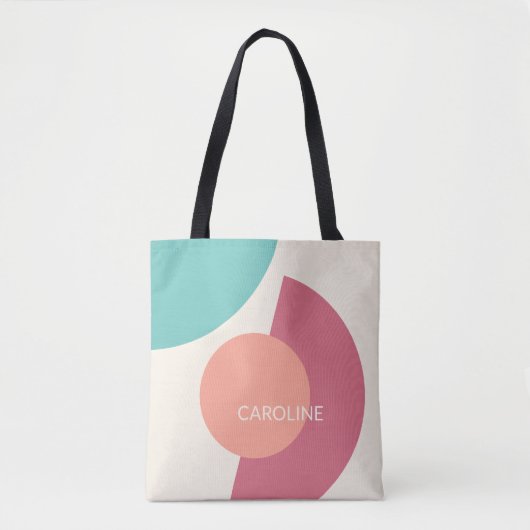 Classy Funky Mideeuw Abstract cirkelenpatroon Tote Bag (Voorkant)