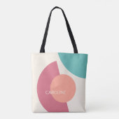 Classy Funky Mideeuw Abstract cirkelenpatroon Tote Bag (Achterkant)