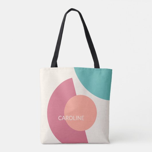 Classy Funky Mideeuw Abstract cirkelenpatroon Tote Bag (Achterkant)