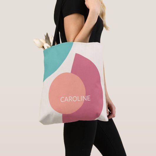 Classy Funky Mideeuw Abstract cirkelenpatroon Tote Bag (Dichtbij)