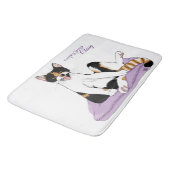 Classy Funny Calico Cat Paarse Badmat (Gekanteld)
