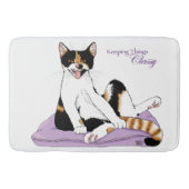 Classy Funny Calico Cat Paarse Badmat (Voorkant)