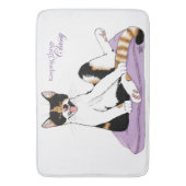 Classy Funny Calico Cat Paarse Badmat (Voorkant Verticaal)