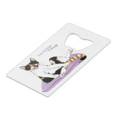 Classy Funny Calico Cat Paarse Creditkaart Flessenopener (Voorkant Gekanteld)