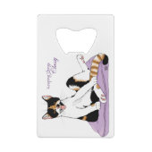 Classy Funny Calico Cat Paarse Creditkaart Flessenopener (Achterkant)
