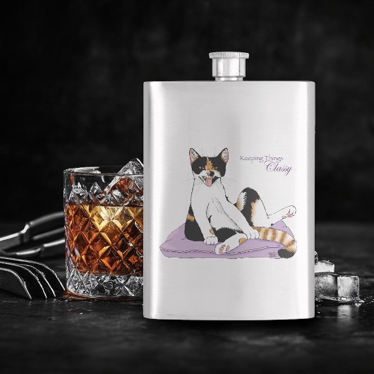 Classy Funny Calico Cat Paarse Heupfles