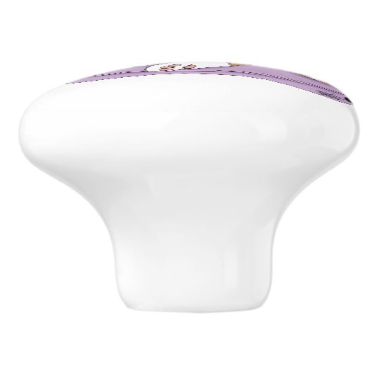 Classy Funny Calico Cat Paarse Keramische Knop (Zijkant)