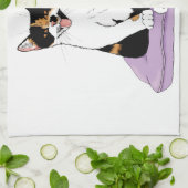 Classy Funny Calico Cat Paarse Theedoek (Gevouwen)
