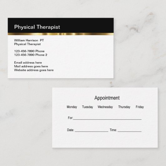 Classy fysiotherapeut medisch afsprakenkaartje (Voorkant / Achterkant)