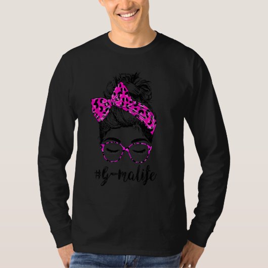 Classy G Ma Life Messy Bun Pink Leopard Print Moth T-shirt (Voorkant)