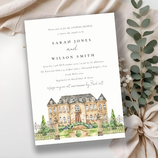 Classy Garden Chateau Manor Couples Shower Invite Bedankkaart
