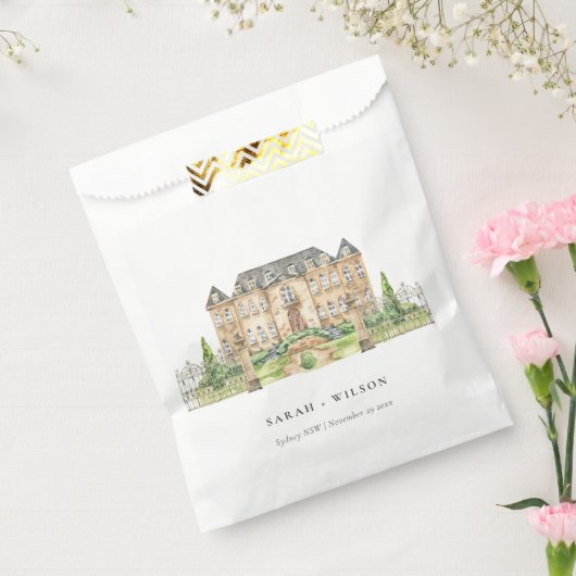 Classy Garden Chateau Manor Waterverf Wedding Bedankzakje (Gezegeld)