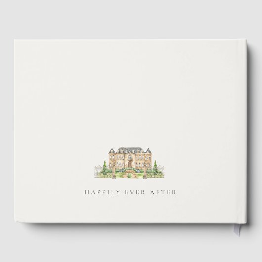 Classy Garden Chateau Manor Waterverf Wedding Gastenboek (Achterkant)