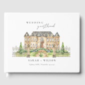 Classy Garden Chateau Manor Waterverf Wedding Gastenboek (Voorkant)
