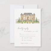 Classy Garden Chateau Manor Waterverf Wedding RSVP Kaartje (Voorkant)