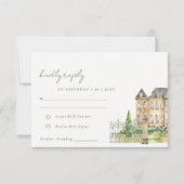 Classy Garden Chateau Manor Waterverf Wedding RSVP Kaartje (Voorkant)