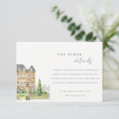 Classy Garden Chateau Waterverf Weddenschap Informatiekaartje (Staand voorkant)