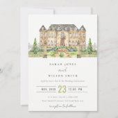 Classy Garden Chateau Waterverf Wedding Invite Bedankkaart (Voorkant)