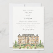 Classy Garden Chateau Waterverf Wedding Invite Bedankkaart (Voorkant)