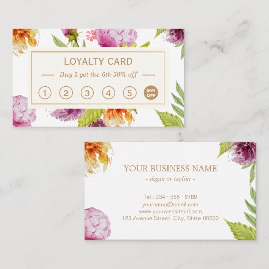 Classy Garden Floral Decor | Loyaliteitskorting Klantenkaartje (Voorkant / Achterkant)