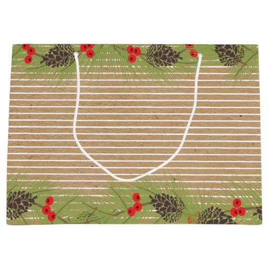 Classy Garland Wreath on Faux Brown Kraft Groot Cadeauzakje (Voorkant)