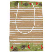 Classy Garland Wreath on Faux Brown Kraft Medium Cadeauzakje (Voorkant)