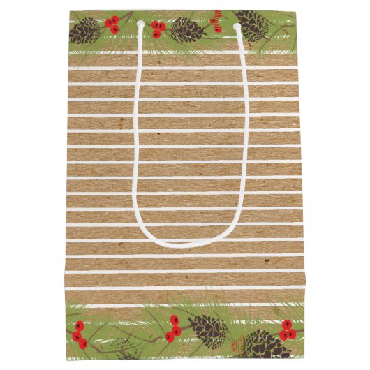 Classy Garland Wreath on Faux Brown Kraft Medium Cadeauzakje (Achterkant)