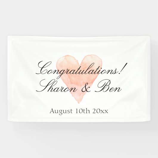 Classy gefeliciteerd bruiloft banner met hart (Horizontaal)