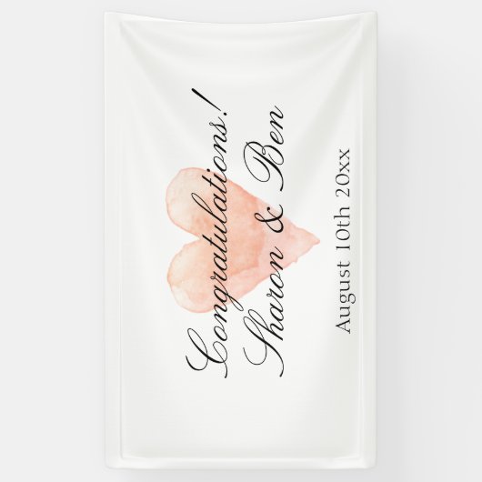 Classy gefeliciteerd bruiloft banner met hart (Verticaal)