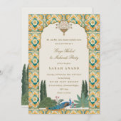  Classy Gele Groene Indische Mehndi Ceremonie Kaart (Voorkant / Achterkant)