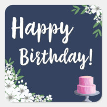 Classy Gelukkige Verjaardag Witte Bloemen met Cake