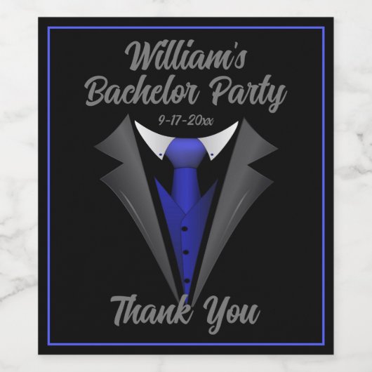 Classy Gentleman Blue Stropdas Wijn Etiket (Enkel label)