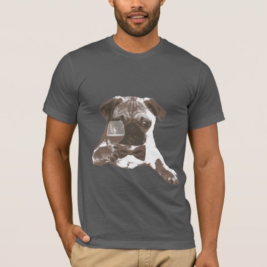 Classy Gentleman Pug Drink T-shirt voor wijn (Voorkant)