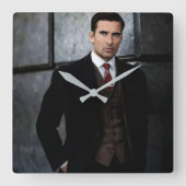 Classy Gentleman wall clock Vierkante Klok (Voorkant)