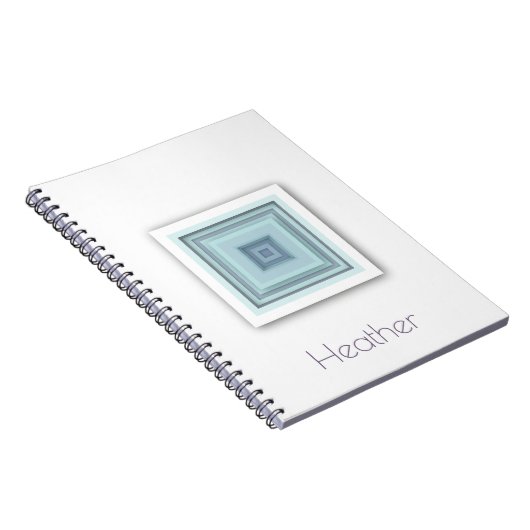 Classy Geometric Sky Blue & Paarse Grijze Vierkant Notitieboek (Rechterzijde)