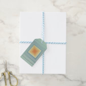 Classy Geometric Squares (lichtblauw & geel) Cadeaulabel (Met Touw)