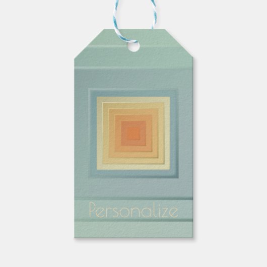 Classy Geometric Squares (lichtblauw & geel) Cadeaulabel (Voorkant)