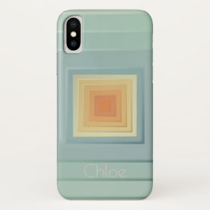 Classy Geometric Squares (lichtblauw & geel) iPhone X Hoesje