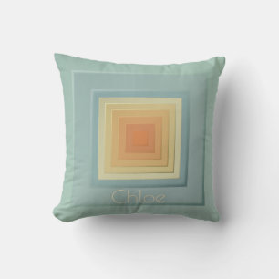 Classy Geometric Squares (lichtblauw & geel) Kussen