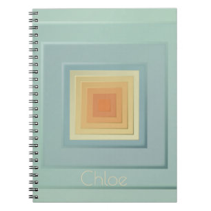 Classy Geometric Squares (lichtblauw & geel) Notitieboek